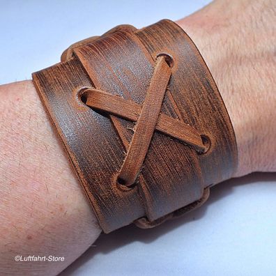 Breites Leder-Armband, mit Schnürung Biker, Vintage, Braun Art.-Nr. 90021