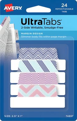 Haftstreifen UltraTabs Design, 63,5 x 25 mm, blau, grün, rosa, lila 24
