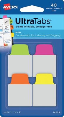Haftstreifen UltraTabs Neon 25,4 x 38 mm, 1 Pack = 40 Haftstreifen