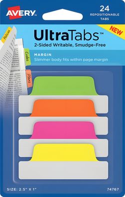 Haftstreifen UltraTabs Neon 63,5 x 25 mm, 1 Pack = 24 Haftstreifen,