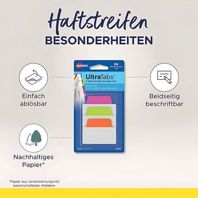 Haftstreifen UltraTabs Metallic, 25,4 x 38 mm, 40 Haftstreifen