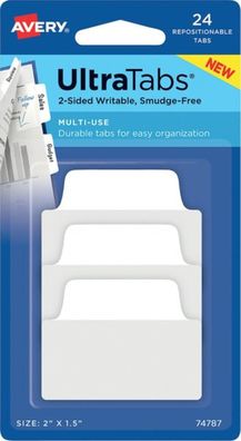 Haftstreifen UltraTabs Weiß 50,8 x 38 mm, 1 Pack = 24, Lasche weiß
