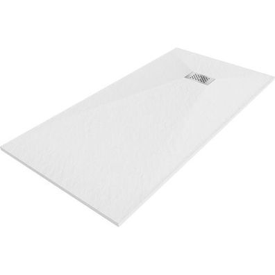 Mexen Hugo rechteckige Duschwanne SMC 170 x 80 cm, weiß, Inox-Abdeckung - 42108017-X