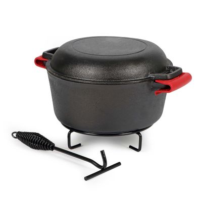 Wiltec 2in1 Dutch Oven 32x26x16cm Grilltopf Feuertopf Schmortopf Gusseisen