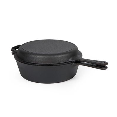 Wiltec 2in1 Dutch Oven 42x26x12cm Grilltopf Feuertopf Schmortopf Gusseisen