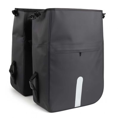 Wiltec Doppel Gepäckträgertasche schwarz 46l Fahrradtasche Gepäckträger Gepäcktasche