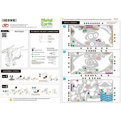 METAL EARTH 3D-Rätsel Roter Drache (ICONX)
