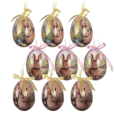 Clayre & Eef Ostern Anhänger Satz von 9 Ø 5x8 cm Mehrere Kunststoff (Gr. Ø 5x8 cm)