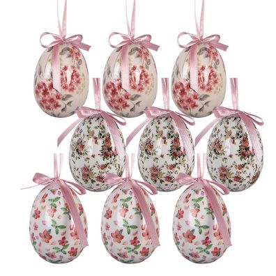 Clayre & Eef Ostern Anhänger Satz von 9 Ø 5x8 cm Weiß Kunststoff (Gr. Ø 5x8 cm)