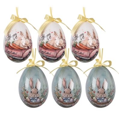 Clayre & Eef Ostern Anhänger Satz von 6 7x10 cm Mehrere Kunststoff (Gr. Ø 7x10 cm)
