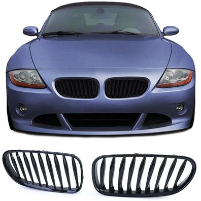 Sport Kühlergrill Frontgrill Schwarz Glanz für BMW Z4 E85 E86 2002-2009