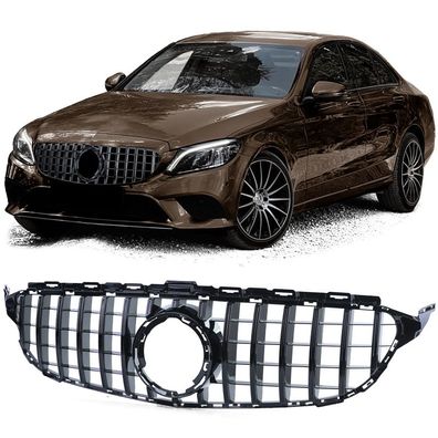 Sport Kühlergrill Schwarz Glanz für Mercedes C Klasse W205 S205 18-21