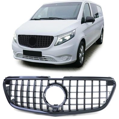 Sport Kühlergrill Schwarz Glanz für Mercedes Vito W447 Vorfacelift 2014-1209