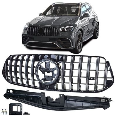 Sport Kühlergrill Frontgrill Schwarz Glanz Chrom für Mercedes GLE V167 ab 2023