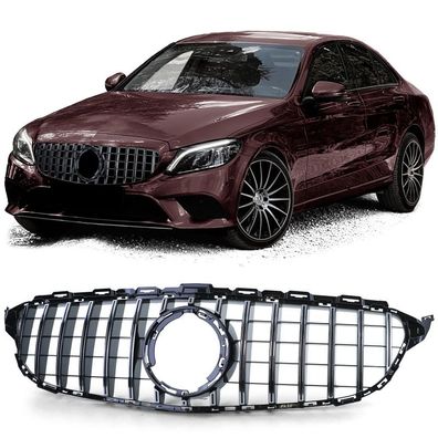 Sport Kühlergrill Schwarz Glanz Chrom für Mercedes C Klasse W205 S205 18-21