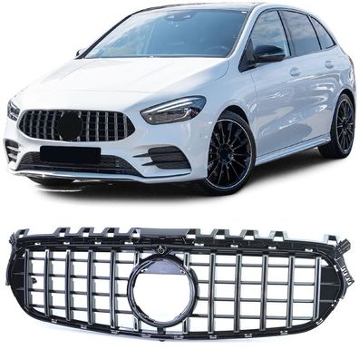 Sport Kühlergrill Schwarz Glanz Chrom für Mercedes B Klasse W247 ab 18