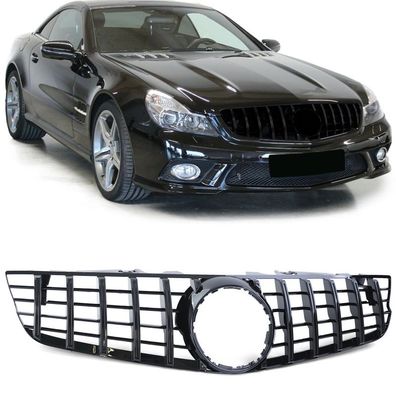 Sport Kühlergrill Frontgrill Schwarz Glanz für Mercedes SL R230 Facelift 08-12