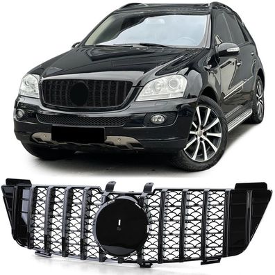 Sport Kühlergrill Schwarz Glanz für Mercedes ML W164 Vorfacelift 2005-2008