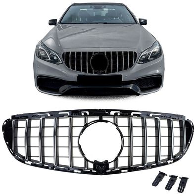 Sport Kühlergrill Schwarz Glanz Chrom für Mercedes E W212 S212 Facelift 13-16