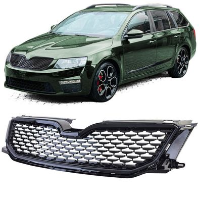 Sport Kühlergrill Schwarz Glanz passt für Skoda Octavia 5E Vorfacelift 12-17
