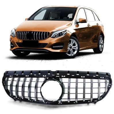 Sport Kühlergrill Schwarz Glanz Chrom passend für Mercedes B Klasse W246 14-18
