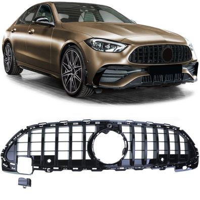 Sport Kühlergrill Frontgrill Schwarz Glanz für Mercedes C-Klasse W206 S206 ab 21