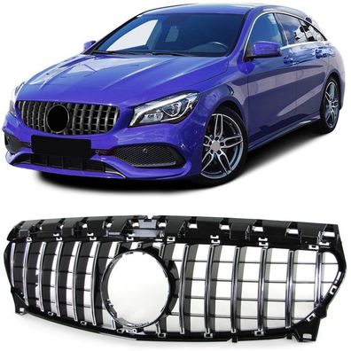 Sport Kühlergrill Schwarz Chrom für Mercedes CLA X117 Shooting Brake 15-19