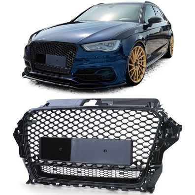 Sport Kühlergrill Wabengrill Schwarz Glanz für Audi A3 8V 12-16