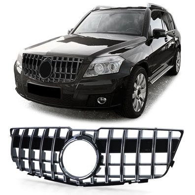 Sport Kühlergrill Schwarz Glanz Chrom für Mercedes GLK X204 08-12 Vorfacelift