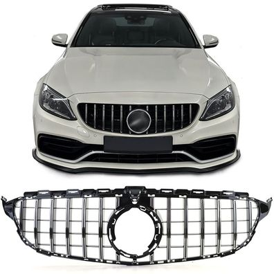 Sport Kühlergrill Schwarz Glanz Chrom für Mercedes C Klasse W205 S205 18-21