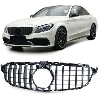 Sport Kühlergrill Frontgrill Schwarz Glanz für Mercedes C Klasse W205 S205 14-18