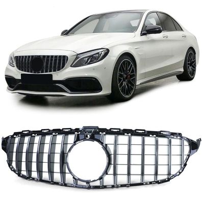 Sport Kühlergrill Schwarz Glanz Chrom für Mercedes C Klasse W205 S205 2014-2018