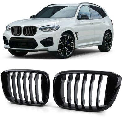 Sport Kühlergrill Frontgrill Schwarz Glanz für BMW X3 G01 X4 G02 2017-2021