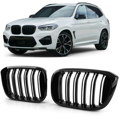 Doppelsteg Kühlergrill Performance Schwarz Glanz für BMW X3 G01 X4 G02 2017-2021