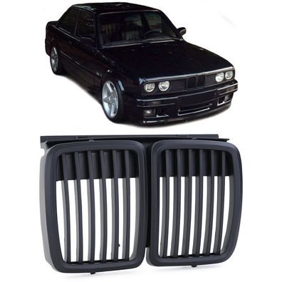 Sport Kühlergrill Frontgrill Schwarz für 3er BMW E30 1982-1994