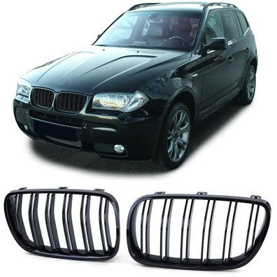 Sport Kühlergrill Doppelsteg Performance Glanz passt für BMW X3 E83 06-11