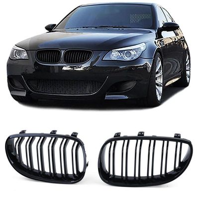 Doppelsteg Kühlergrill Performance Schwarz Glanz für 5er BMW E60 E61 2003-2010
