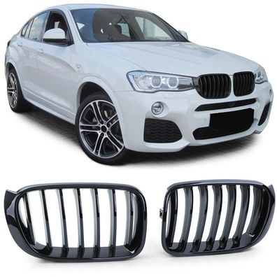 Sport Kühlergrill Frontgrill Schwarz Glanz für BMW X3 F25 X4 F26 ab 2014