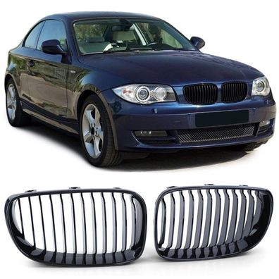 Sport Kühlergrill Frontgrill Schwarz Glanz für 1er BMW E81 E82 E87 E88 ab 2007