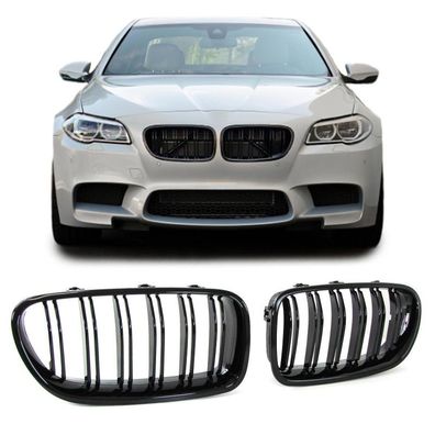 Doppelsteg Kühlergrill Performance Schwarz Glanz für 5er BMW F10 F11 2010-2017