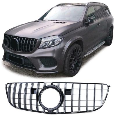 Sport Kühlergrill Frontgrill Schwarz Glanz Chrom für Mercedes GLS X166 2015-2019