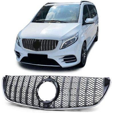 Sport Kühlergrill Schwarz Glanz Chrom passt für Mercedes V Klasse W447 2014-2019