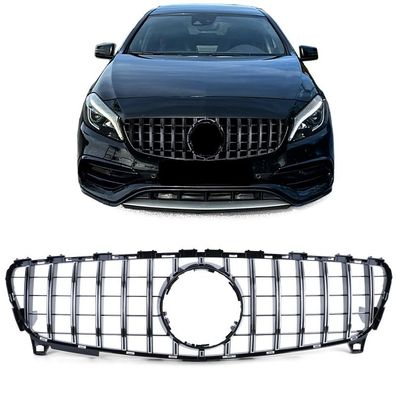 Sport Kühlergrill Schwarz Glanz Chrom passt für Mercedes W176 Facelift 2015-2018
