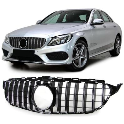 Sport Kühlergrill Schwarz Chrom für Mercedes C Klasse W205 S205 13-18