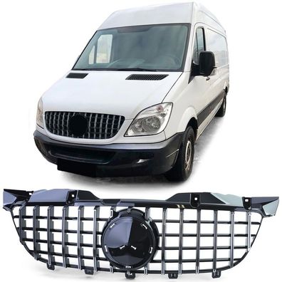 Sport Kühlergrill Schwarz Glanz Chrom für Mercedes Sprinter W906 06-13