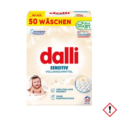 Dalli Sensitiv Waschmittelpulver ohne Parfüm 50 Waschladungen 2500g