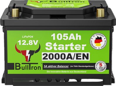 BullTron Polar 105Ah Starterbatterie - LiFePO4 12.8V Akku mit Hochleistungs-S