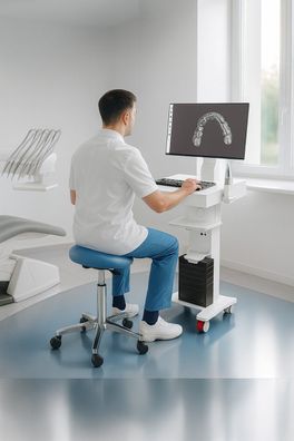 ULISSE kompakter Dental Gerätewagen für Intraoralscanner, PC Laptop. Höhenverstellbar
