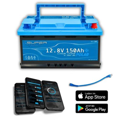 Supervolt Polar LiFePO4 150Ah 12.8V mit Heizung & Bluetooth BMS