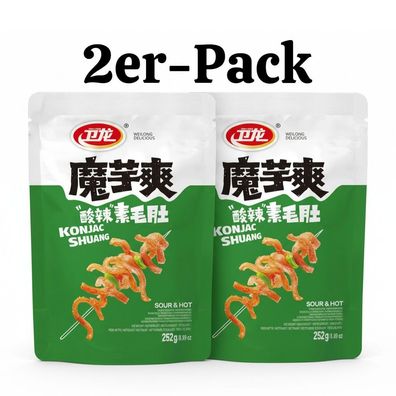 2er-Pack Weilong Konjac Shuang Snack Sour & Hot 252g
